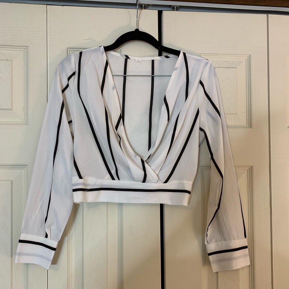 Black and White Pinstripe Crop Top